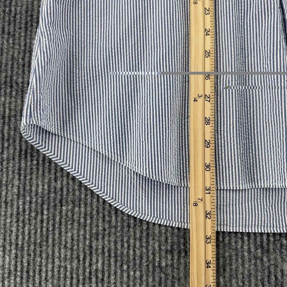 Ralph Lauren mens XL striped seersucker short sleeve button shirt pink pony prep